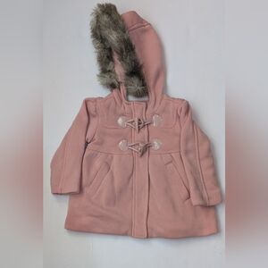 Toddler Girl Pea Coat lined with faux fur, Hidden Zipper